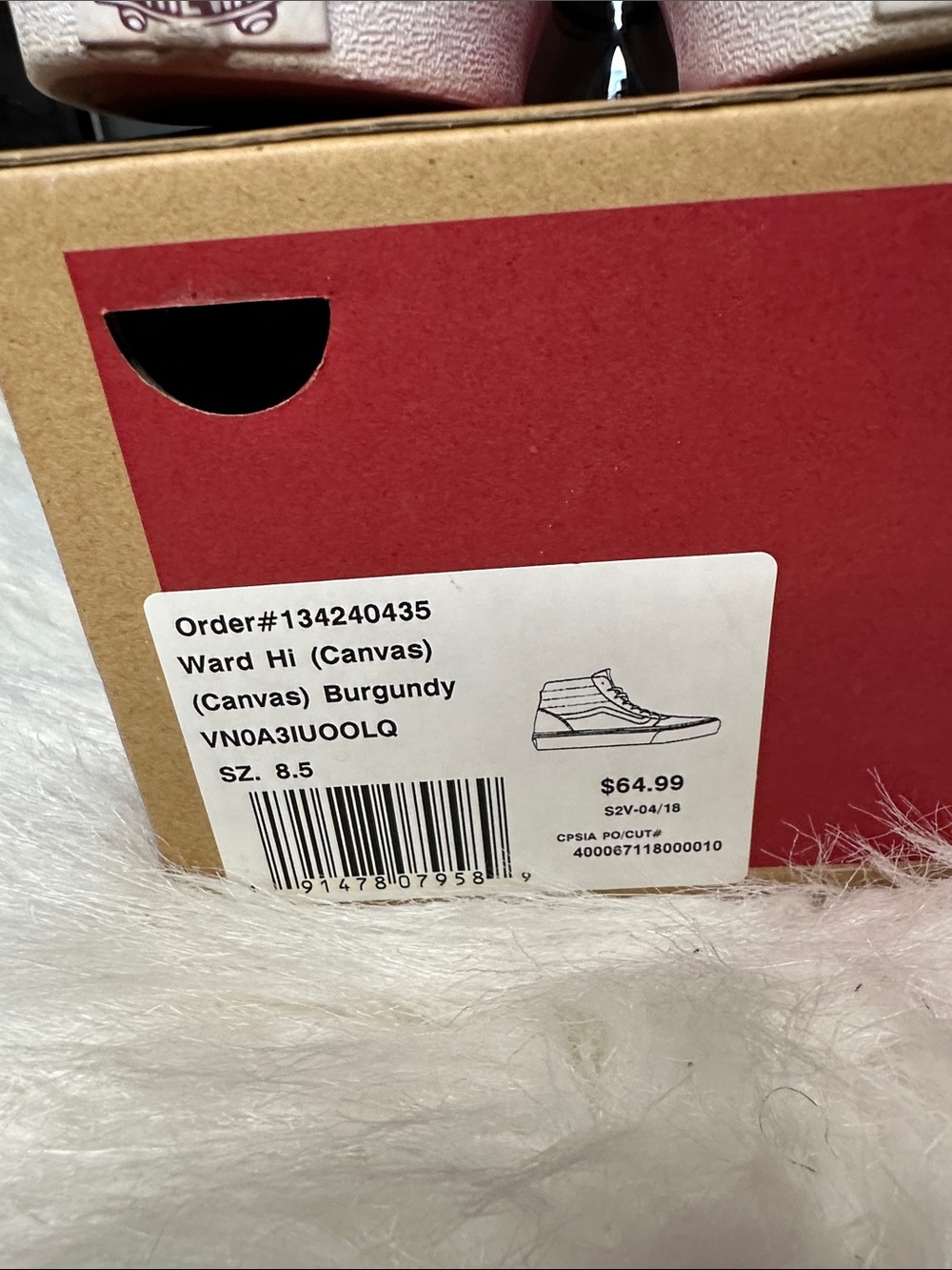 Vans Burgundy Canvas High-Top Sneakers with White Stripe - Picture 5 of 5